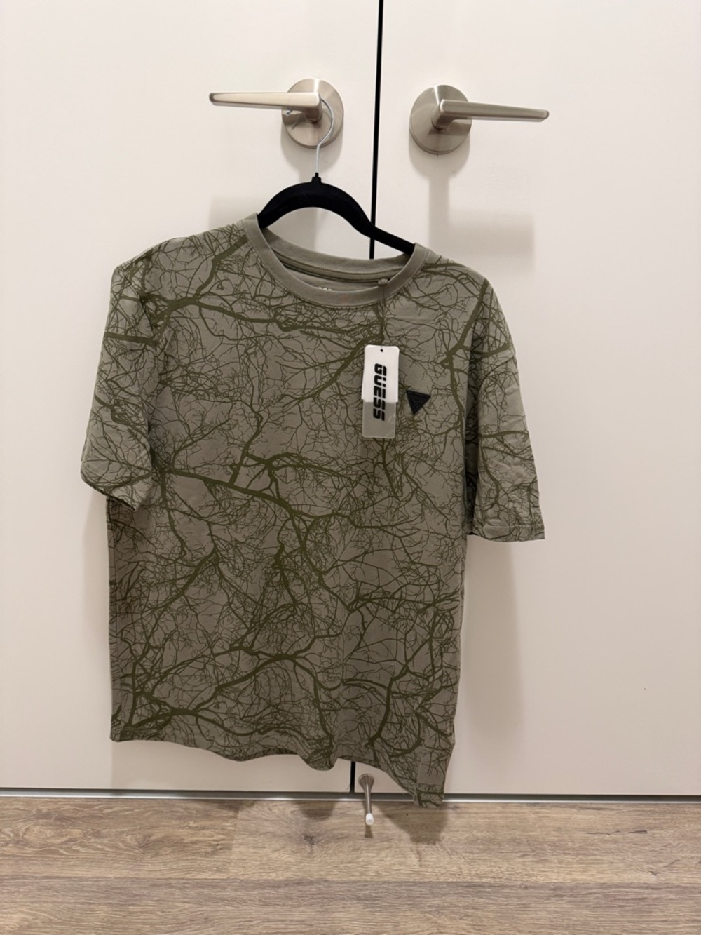 Guess Olive Green Branch-Print T-Shirt